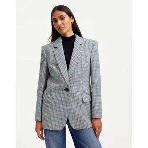 Madewell The Kline Houndstooth Blazer In True Black
